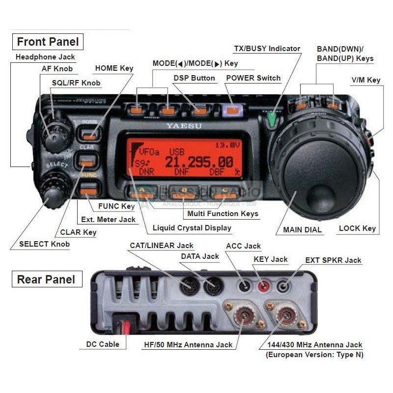 売りです YAESU FT-450DM 50W HF-50MHzオールモード機 移動運用に