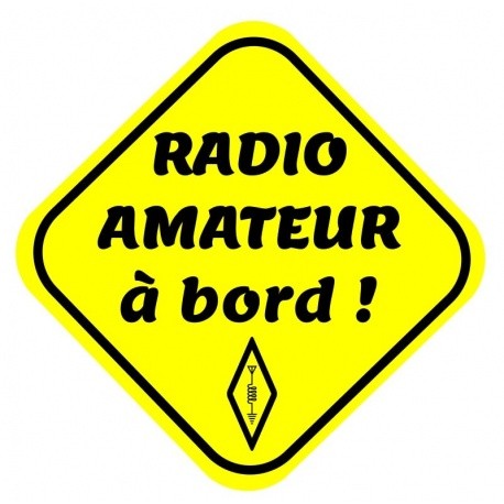 Fluo sticker "radio amateur à bord !" Passion Radio Stickers AUTOCOLLANT-HAM2-919