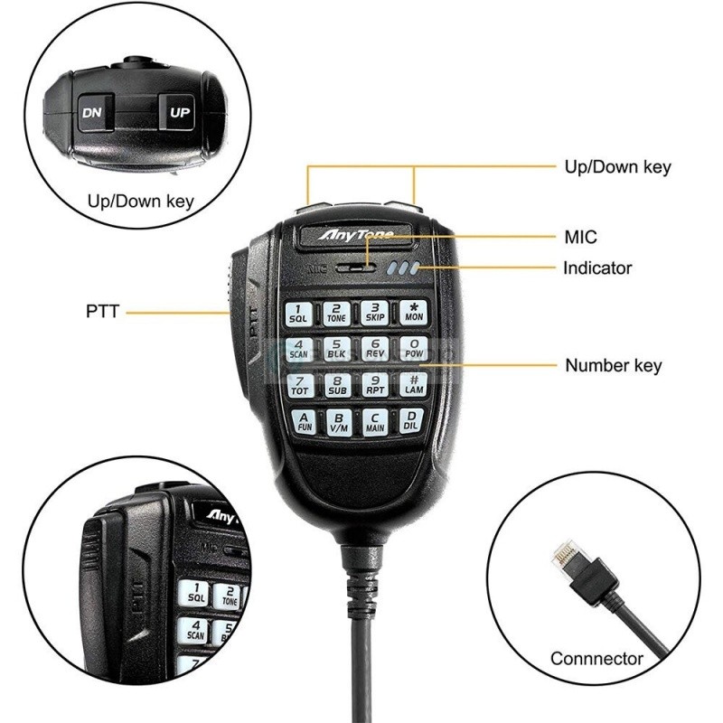 Anytone - AnyTone AT-779UV Mini Size Dual Band Mobile Transceiver 20W  Amateur Radio Walkie Talkie 10KM