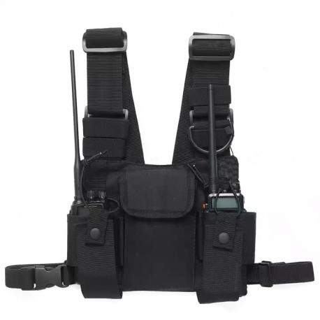 Tactical harness for 2 walkie-talkie radios compatible with all makes and models