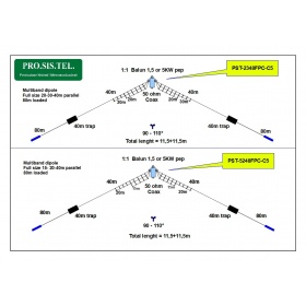 PST-5248FPC Multiband wire dipole 15m 20m 40m band, 80m loaded ProSisTel