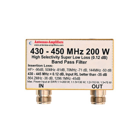 Low-loss 70cm BPF bandpass filter N plug 200W 430-450 MHz (AA)