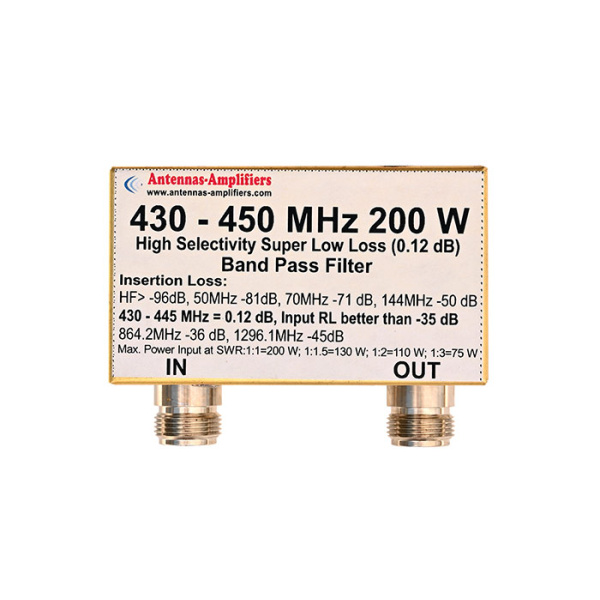 Low-loss 70cm BPF bandpass filter N plug 200W 430-450 MHz (AA)