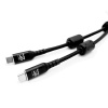 2m braided and shielded USB-C to USB-C cable with 2 ferrites