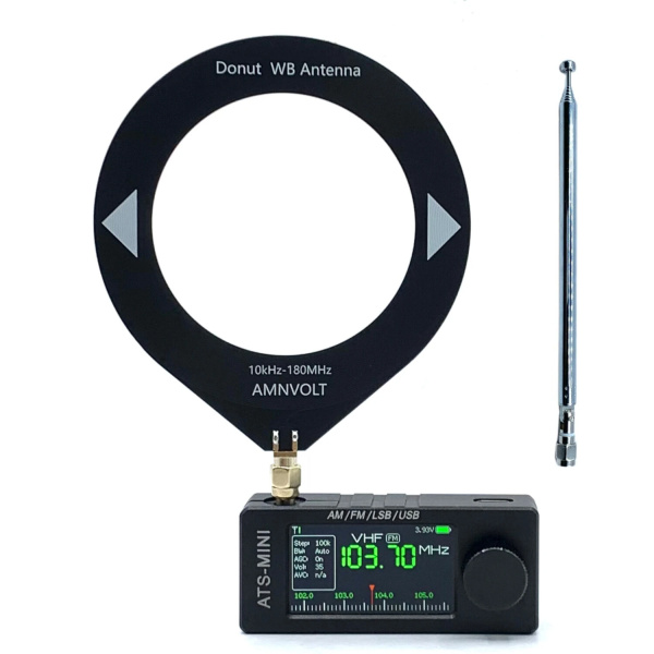 ATS Mini V4 SI4732 HF 0.1-30 MHz receiver + metal case + Donut WB antenna